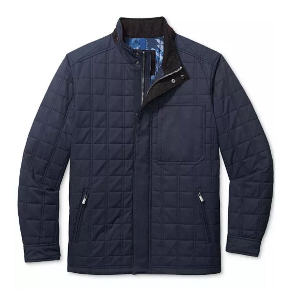 Tommy Bahama NWT Bronson Bay Quilted Water-Resistant Full-Zip Jacket Dark Eclips